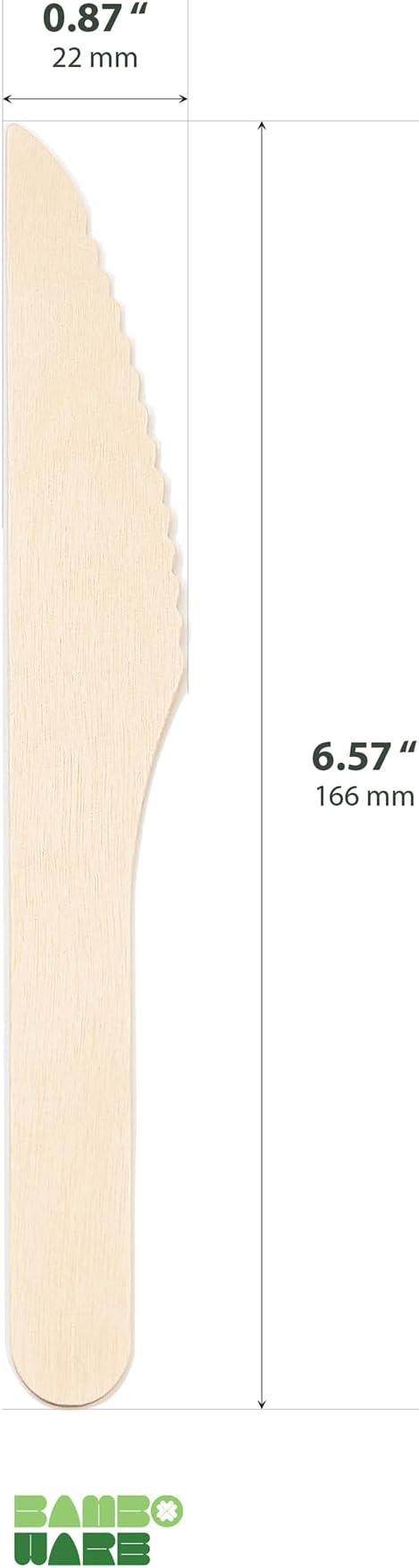 Wooden Knives 300 Pieces | Natural Birch Wood Disposable Knives | Biodegradable - Image 2