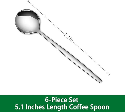 5.1 Inches Stainless Steel Coffee & Tea Spoon, 6-Piece Cute Mini Spoons - Image 2