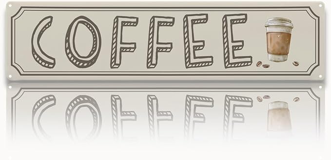 Vintage Coffee Sign Decor, Retro Metal Tin Sign, Home Kitchen Wall Decor by Unknown