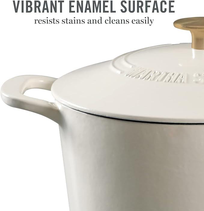 MARTHA STEWART Gatwick 7-Quart Enamel Cast Iron Dutch Oven – Linen White - Image 3