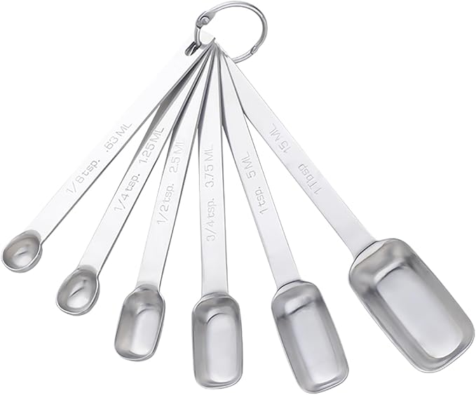 DOCBLACK 6PCS Measuring Spoons Set, Premium Heavy Duty Stainless Steel Metal by BOCBLACKKITCHENACCESSORIES