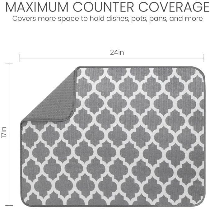 Bellemain XL Dish Mat 24" x 17" Microfiber Dish Drying Mat, Super absorbent - Image 2