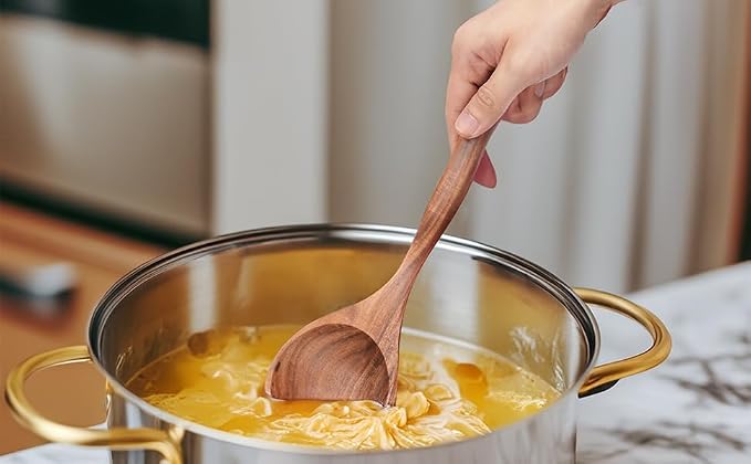 Wooden Ladle Spoon Set, 3 Size Teak Large Soup Ladel Wood Spoons - Image 3