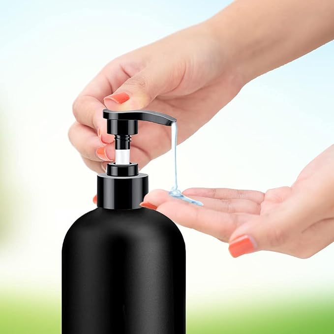 Black Soap Dispenser with Rust Proof Pump, Waterproof Labels, Plastic Hand Soap - Image 2