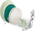 mDesign Kitchen Sink Dish Drainer – Small Metal and Plastic Dish Rack by mDesign