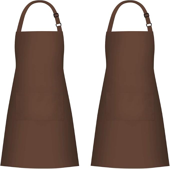 Jubatus 2 Pack Bib Aprons with 2 Pockets Cooking Chef Kitchen Apron by Jubatus