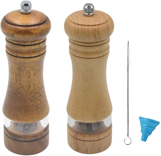 Classic Salt and Pepper Grinder Set, Refillable Salt and Pepper Mills, Manual by MASALACO