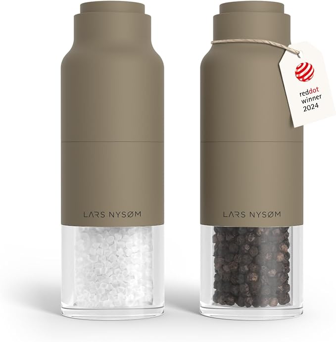 LARS NYSØM Salt and Pepper Grinder Set, Stainless Steel Manual Salt and Pepper by LN