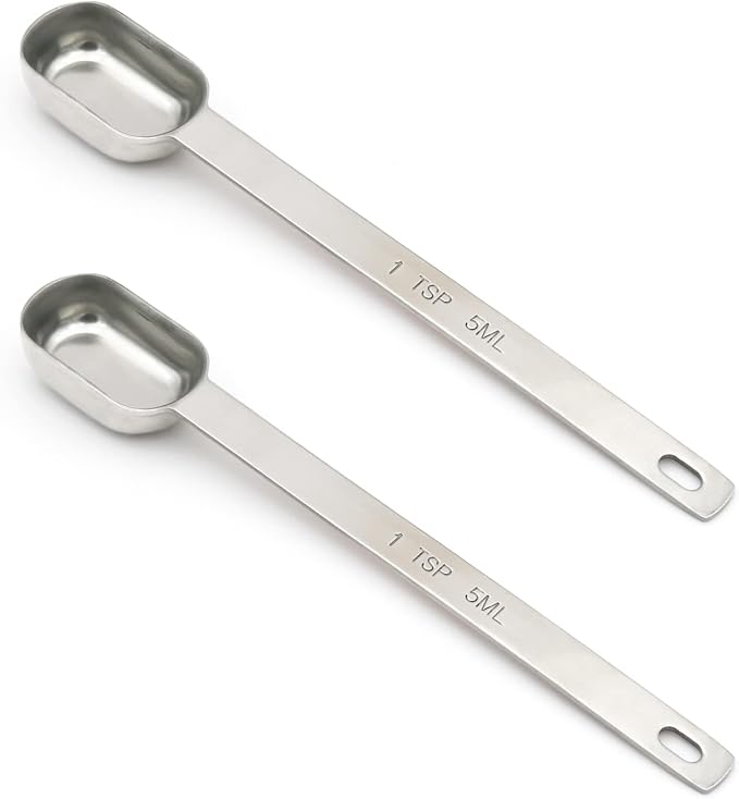 2PCS 1tsp Single Measuring Spoon, Stainless Steel Long Handle Individual by BERYLER