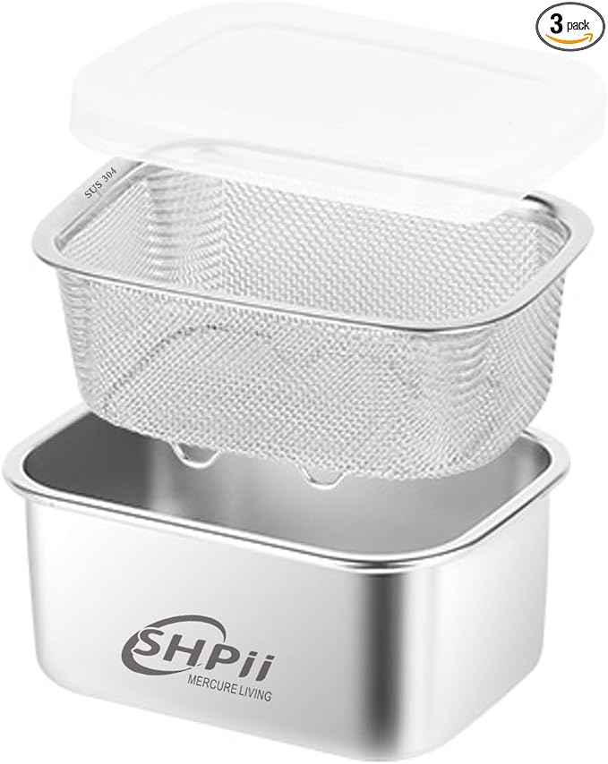 Square Colander Set, 304 Stainless Steel by SHPii