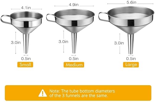 Kitchen Funnel, 3 Piece Stainless Steel Funnels Set - Image 4