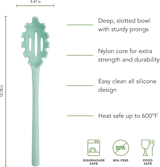 Tovolo Pasta Claw Spaghetti Spoon Scoop Aqua Seafoam Green Silicone Pasta Spoon - Image 5