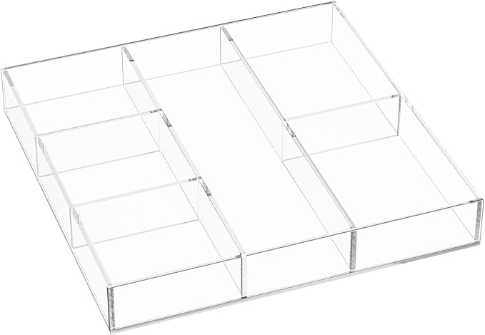HIIMIEI Acrylic Drawer Organizer, 6 Section Clear Makeup Tray Organizer by HIIMIEI