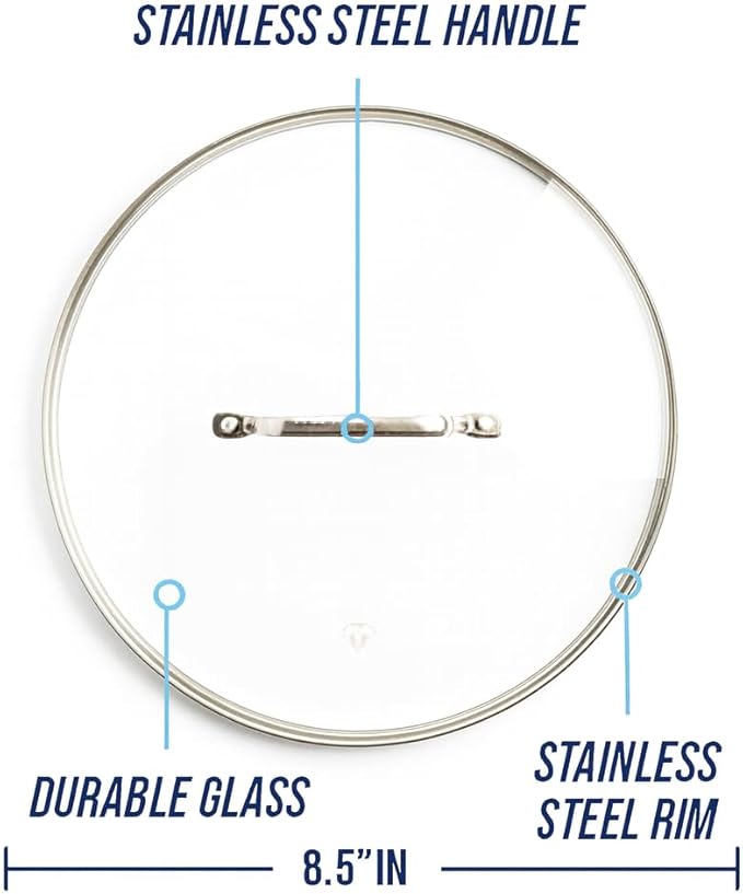 Blue Diamond 8.5” Universal Tempered Glass Lid, Frying Pan Skillet, Oven Safe - Image 6