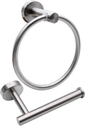 2pcs Brushed Nickel Toilet Paper Holder and Towel Ring Set, Stainless Steel by Mdvora
