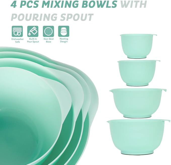 BoxedHome Nesting Plastic Mixing Bowl Set, 4 Piece Mixing Bowl Set - Image 2