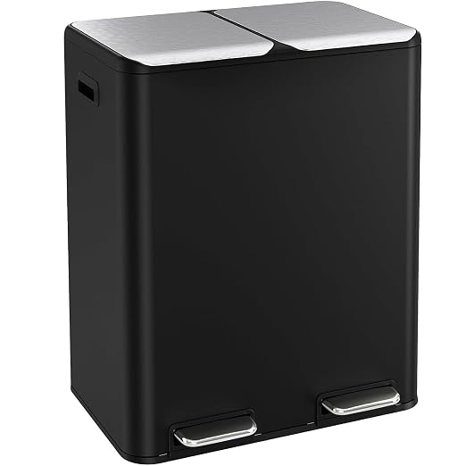 ComfyCorner 16 Gal Dual Trash Can, Stainless Steel Kitchen Garbage Bin by ComfyCorner