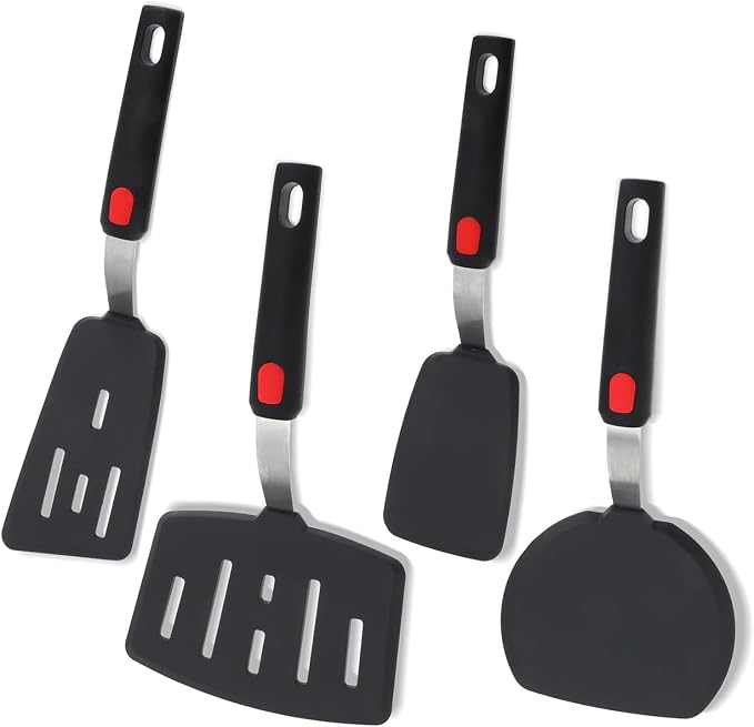 Silicone Spatula Turner Set of 4, Wiztoynia 600°F Heat Resistant Cooking by Wiztoynia