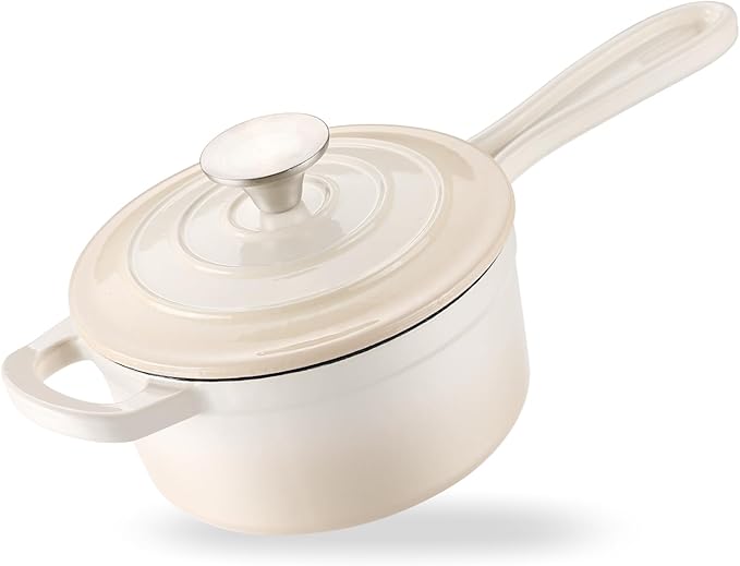 Enameled Cast Iron Sauce Pan, 1 Quart Enameled Saucepan by NSIRONS