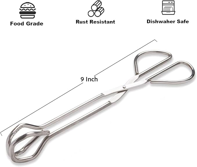 Hiash 9-Inch Heavy Duty Stainless Steel Kitchen Tongs - Image 2