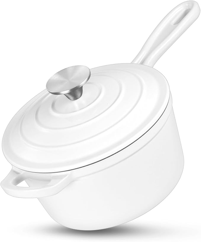 HaSteeL 2 QT Cast Iron Saucepan, Mini Enamel dutch oven by HaSteeL