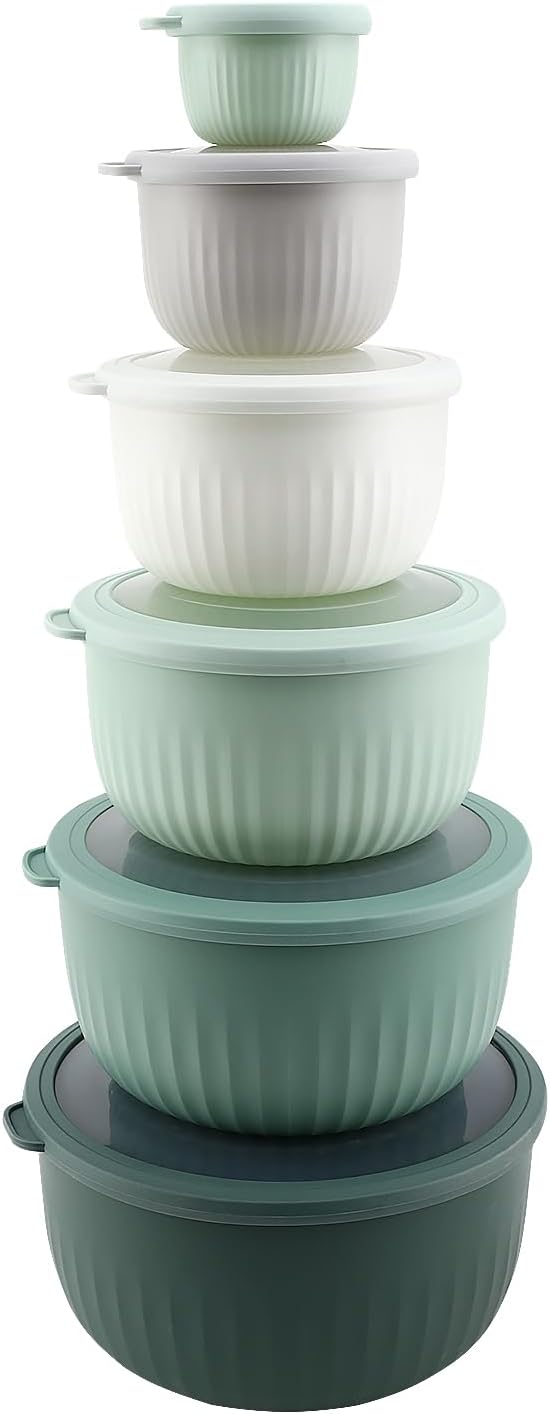 COOK WITH COLOR Prep Bowls with Lids- Wide and Deep Nesting Plastic Small by CookwithColor