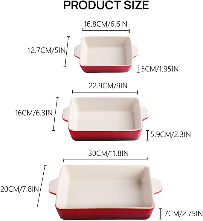 Sweejar Ceramic Bakeware Set, Rectangular Baking Dish - Image 6