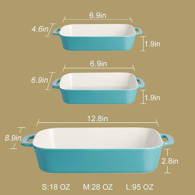 Sweejar Ceramic Bakeware Set, Rectangular Baking Dish - Image 6