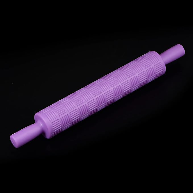 HARFINGTON Pattern Embossed Rolling Pin 14.57" x 1.97" Strip 3D Pattern PP - Image 3