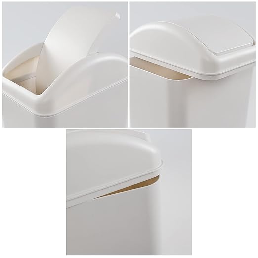 3.5 Gallons/14 Liter Small Trash Can, Plastic Swing Lid Garbage Bin，9.8" x 6.6" - Image 3