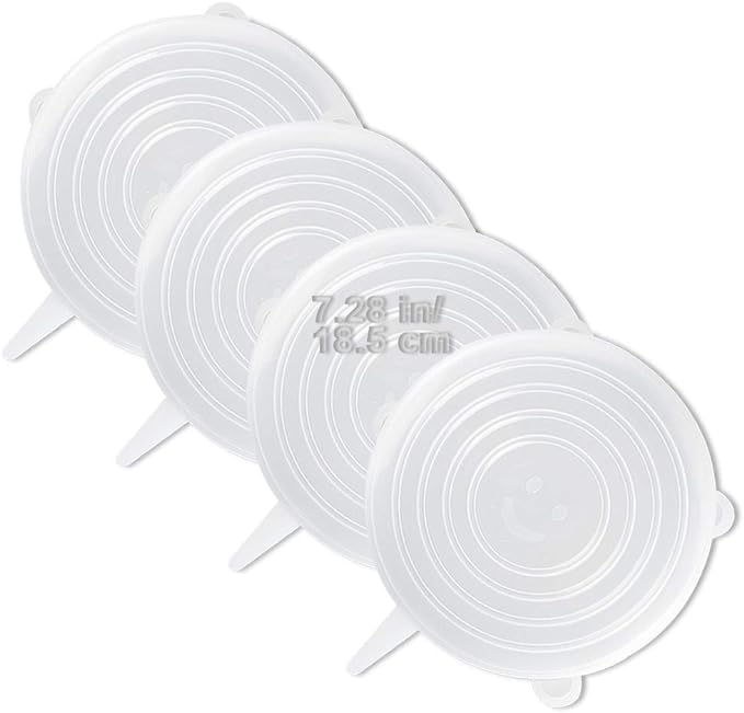 LELE LIFE 4 Pack Same Size Silicone Stretch Lids, Thicker Reusable Sturdy by LELE+LIFE