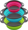 Qimh Collapsible Colander Set of 3 Round Silicone Kitchen Strainer Set by Qimh