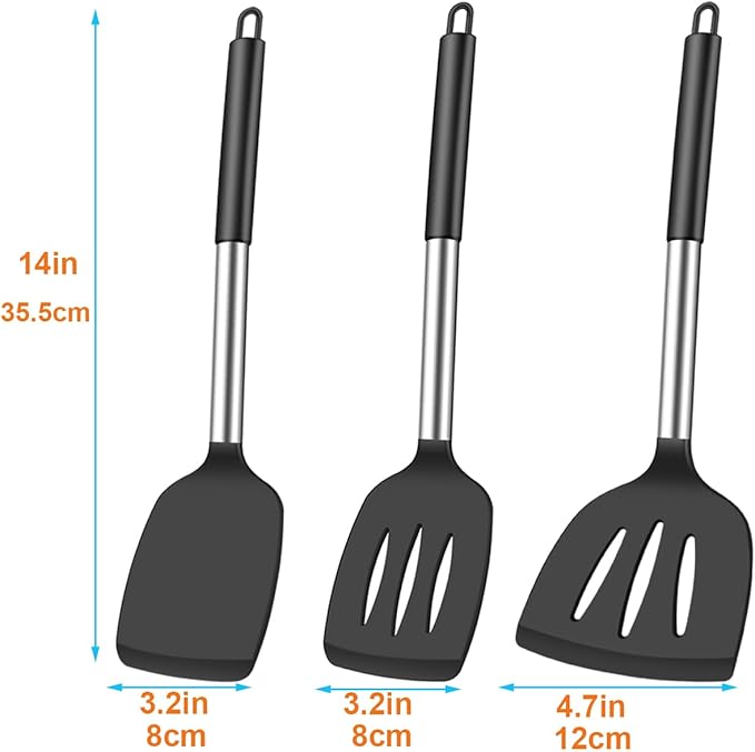 KLAQQED 3Pcs Silicone Spatula Set Heat Resistant Spatulas - Image 7
