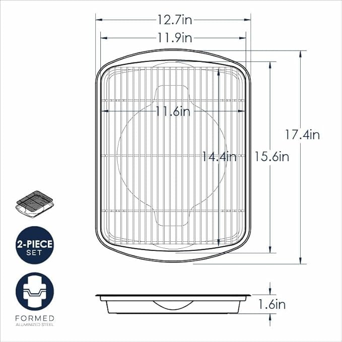Nordic Ware Oven Crisp Baking Tray 2pc Set Includes Pan and Rack; Natural - Image 6