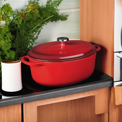 Lodge 7 Quart Enameled Cast Iron Oval Dutch Oven - Image 5