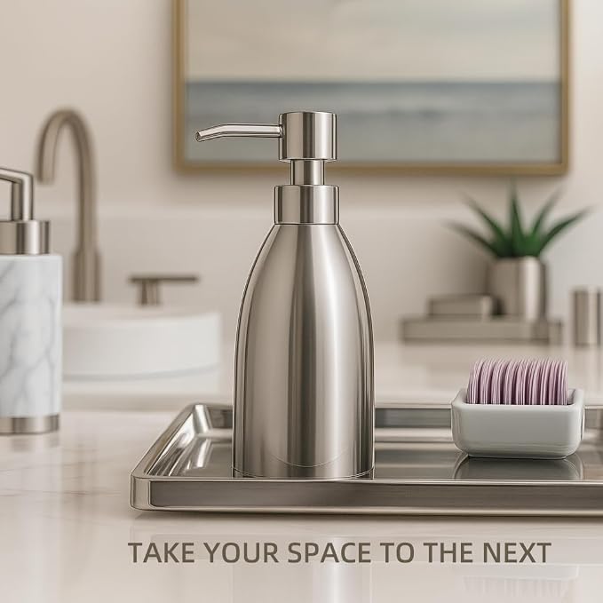 304 Stainless Steel Soap Dispenser 16oz Rust-Proof Liquid Soap Pump Bottle - Image 2