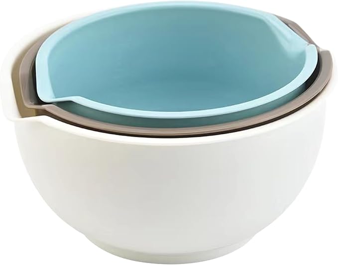 Set of 3 Mixing Bowls with Pour Spout-Nesting Design Saves Space by Cheeren
