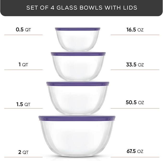 JoyJolt Very Peri 8pc Glass Mixing Bowls - Image 2