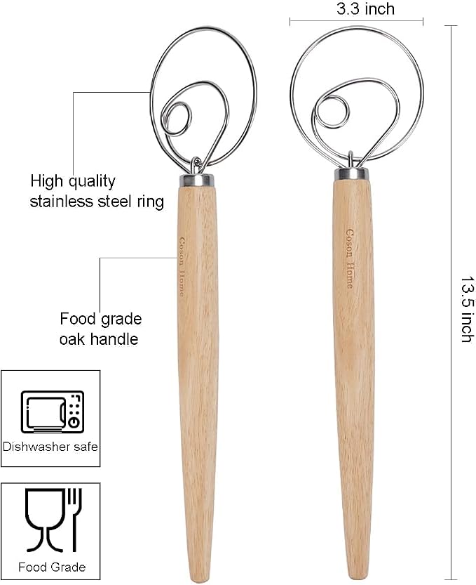 Pack of 2 Danish Dough Whisk, Kitchen Baking Flour Mixing Tool - Image 6