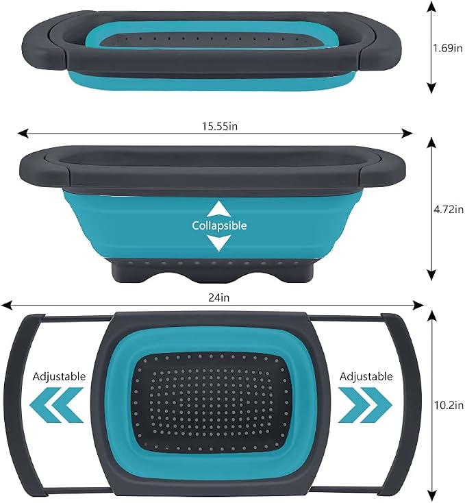 QiMH Collapsible Colanders Set of 3, 4 Quart Colander, 4 Quart Folding Basin - Image 3