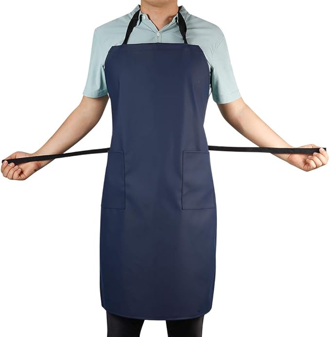 VWELL Waterproof Rubber Vinyl Apron W/ 2 Pockets - Image 2