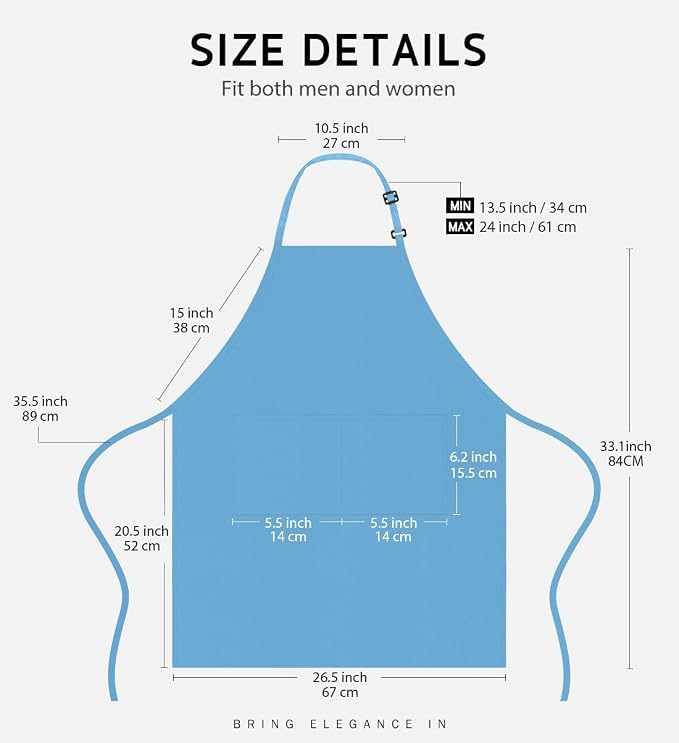 Syntus Apron for Men Women, Adjustable Cooking Kitchen Chef Aprons - Image 2