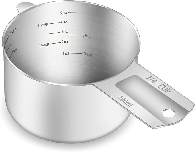 1PCS 3/4Cup Single Measuring Cup, Etched Inner Scale Stainless Steel Measure by BERYLER