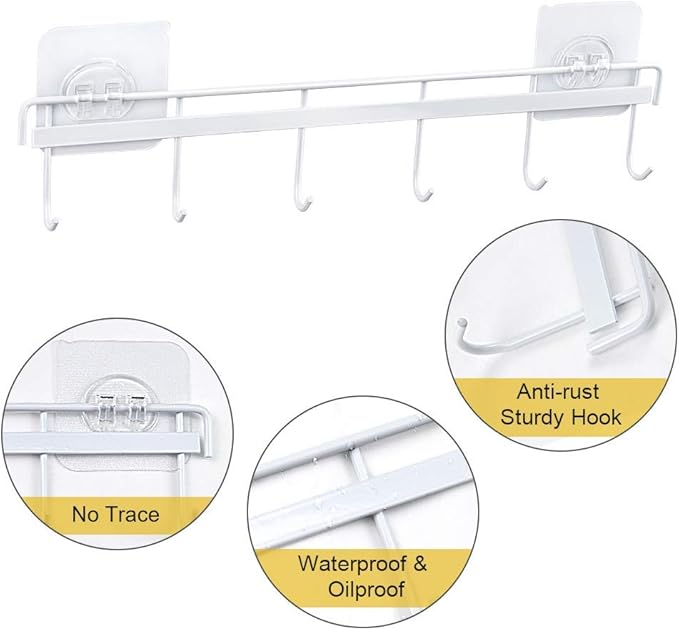 YiZhi Adhesive Wall Hooks Rack Kitchen Rail, Space Saving Utensil Holder No - Image 3