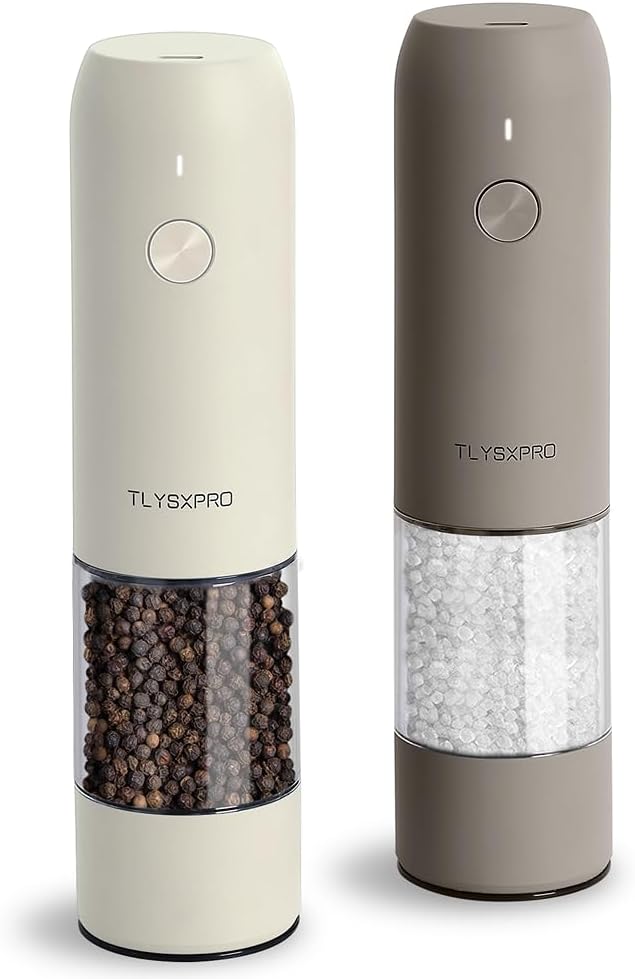 Electric Salt and Pepper Grinder Set, USB Rechargeable, Automatic Salt and by TLYSXPROOfficial
