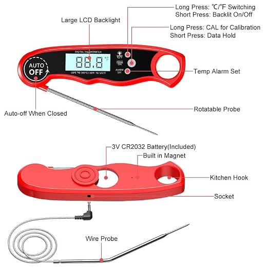 RIWUSI Meat Thermometer Digital, Instant Read Food Thermometer - Image 7