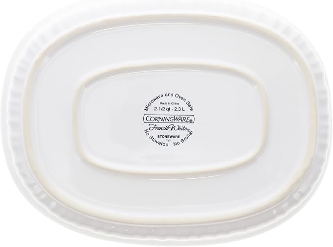 CorningWare FS2 2.5qt/2.35L Oval French White Casserole Dish & DC1.5C 1-1.75L - Image 4