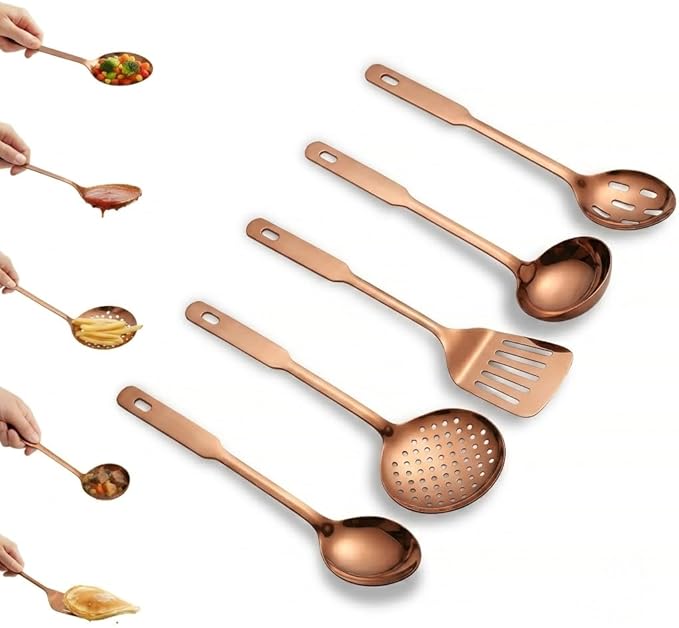 Amco 5-Piece Stainless Steel Cooking Utensil Set, Copper Finish by amco