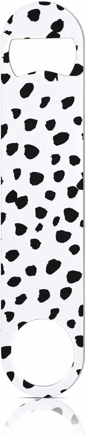 Small Dot Pattern Stainless Steel Bottle Opener Black Polka Circles by TASDANA