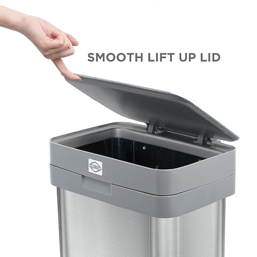 Clorox 13 Gallon Trash Can - 50L Kitchen Trash Can - Rectangular Stainless - Image 6